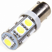 Автолампа диод T8,5 (T4W) 24V 9 SMD диодов BA9s 1-конт Белая SKYWAY Габариты